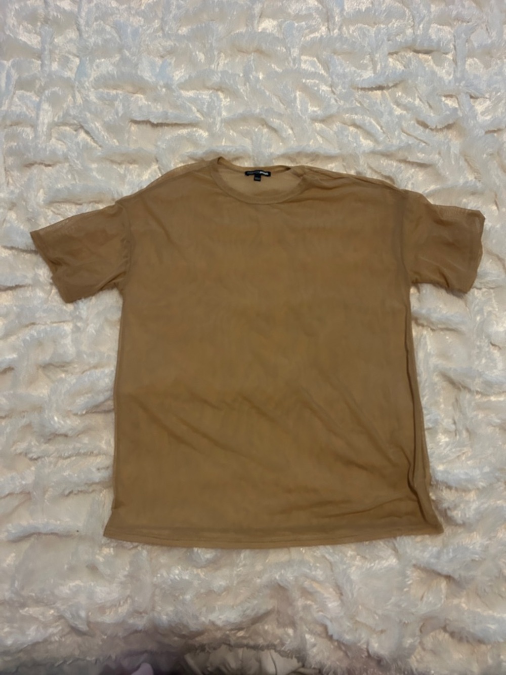 Fashion Nova Short Sleeve mesh Tee in Camel Tan